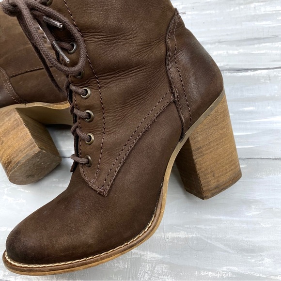 Steve Madden Brown Lace-Up Leather Boots “Lauren” Chocolate Brown Combat Boot 8M - Picture 10 of 16